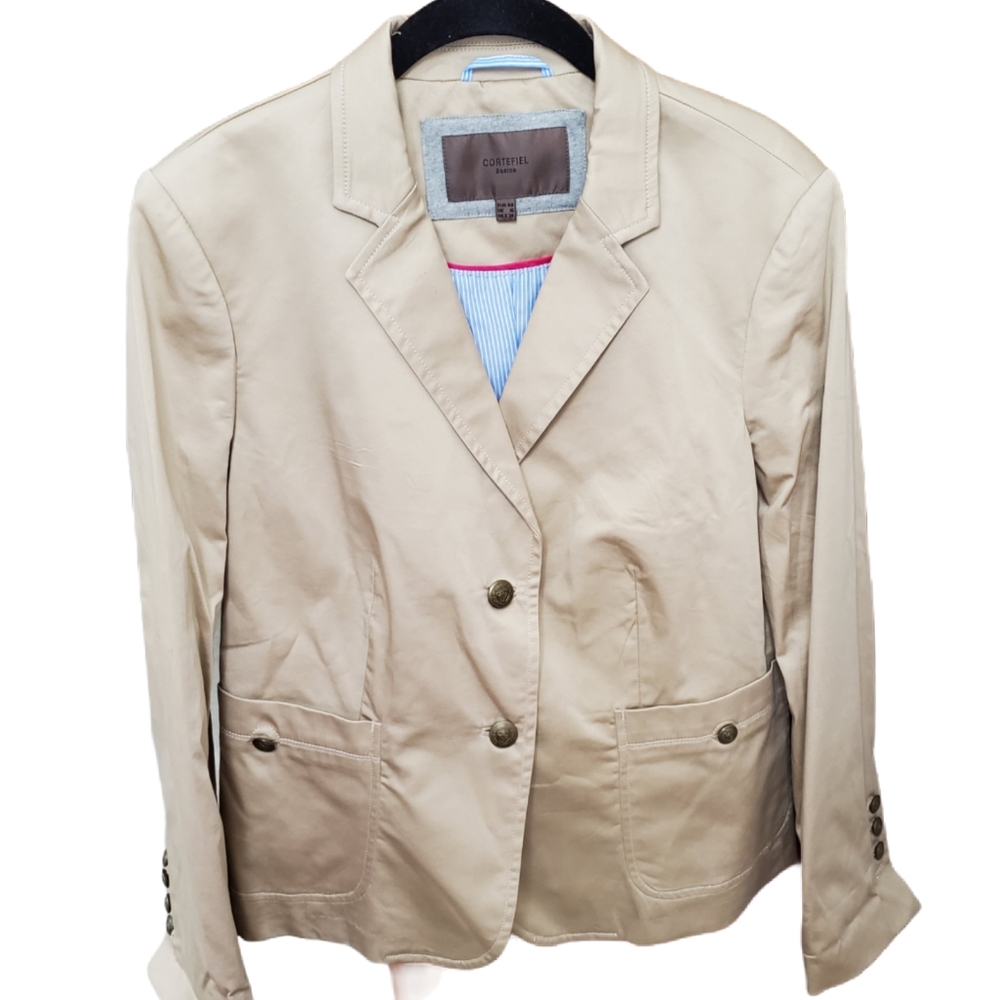Cortefiel Tan Cotton Blazer size 10